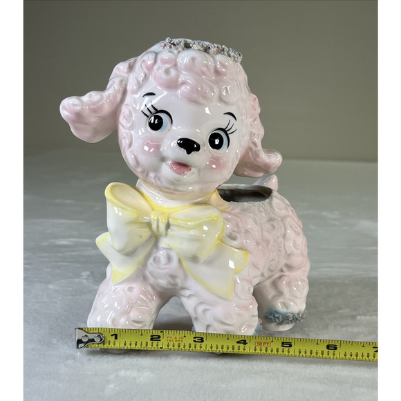 VTG Relpo Samson Import Co Spaghetti Ceramic Pink Lamb Planter 1961 #431A Japan - Picture 9 of 13